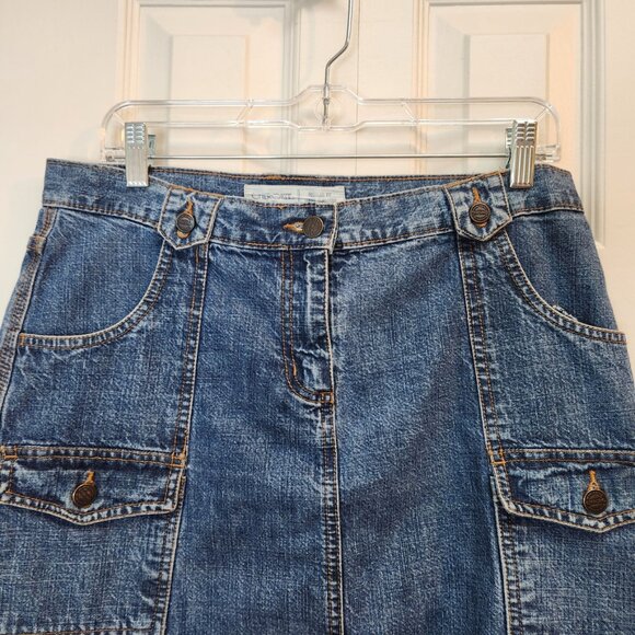 [10] Cherokee Denim Miniskirt size 10 six pockets 100% cotton jean skirt pockets - Picture 4 of 12
